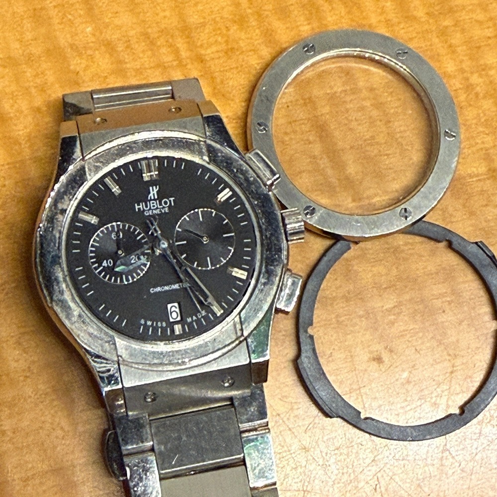 Hublot Geneve Big Bang Chronometer Watch 582888 Parts Repair Silver Black Dial